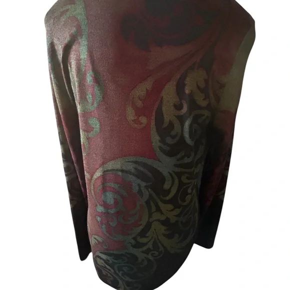 ASHLEY BLUE polyester/rayon v neck pullover - size L- worn 1x - Picture 2 of 6